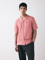 Fred Perry Crepe Textured Short Sleeve Resort Shirt - Image 4 of 6