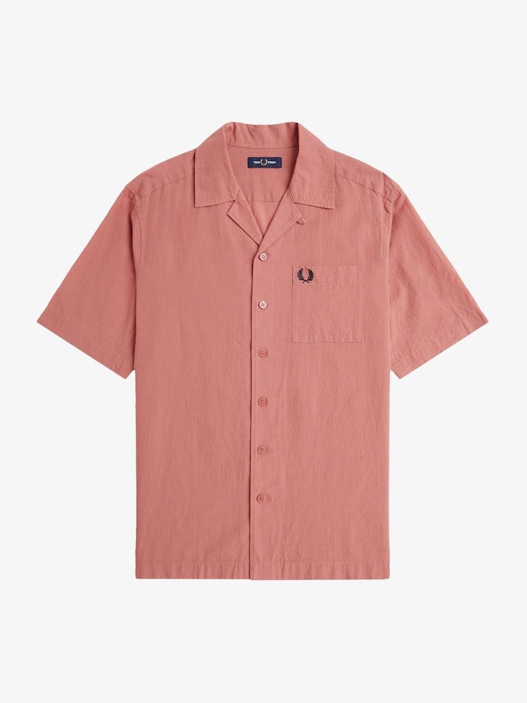 Fred Perry Crepe Textured Short Sleeve Resort Shirt - Image 6 of 6