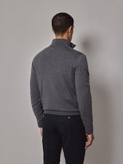 Hawes & Curtis Grey Merino 1/2 Zip Jumper - Image 2 of 3