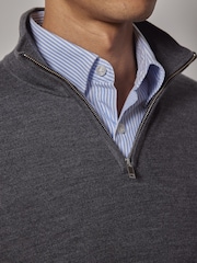 Hawes & Curtis Grey Merino 1/2 Zip Jumper - Image 3 of 3