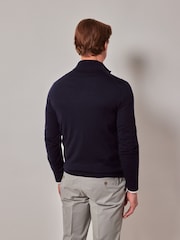 Hawes & Curtis Blue Zip Up Merino Jumper - Image 2 of 3