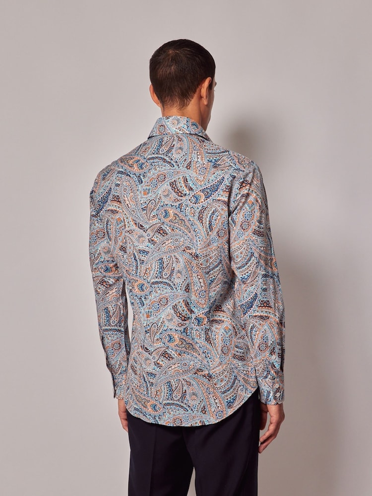 Hawes & Curtis Orange Circus Paisley 100% Cotton Shirt - Image 2 of 3