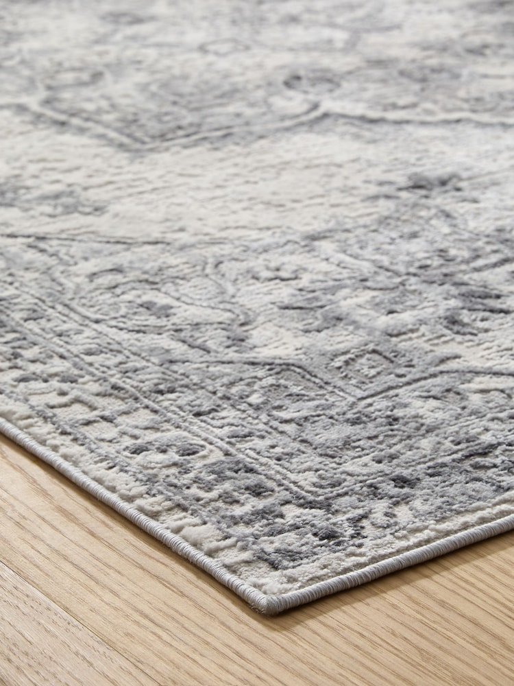 Sosandar Grey Leiria Antique Oriental Textured Rug - Image 2 of 5