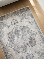 Sosandar Grey Leiria Antique Oriental Textured Rug - Image 3 of 5