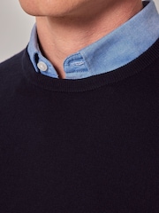 Hawes & Curtis Blue Crew Neck Merino Jumper - Image 3 of 3