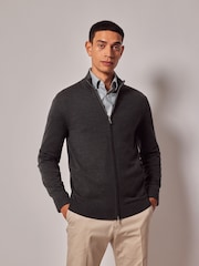 Hawes & Curtis Green Zip Up Merino Jumper - Image 1 of 3