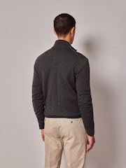 Hawes & Curtis Green Zip Up Merino Jumper - Image 2 of 3