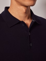Hawes & Curtis Blue Merino Polo Jumper - Image 3 of 3