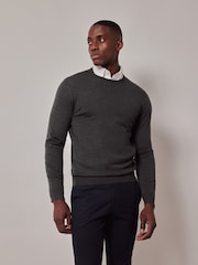 Hawes & Curtis Green Crew Neck Merino Jumper - Image 1 of 3
