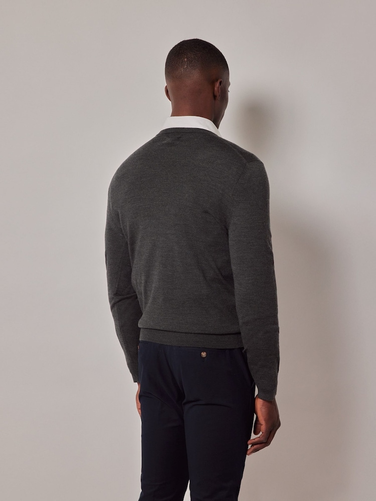 Hawes & Curtis Green Crew Neck Merino Jumper - Image 2 of 3