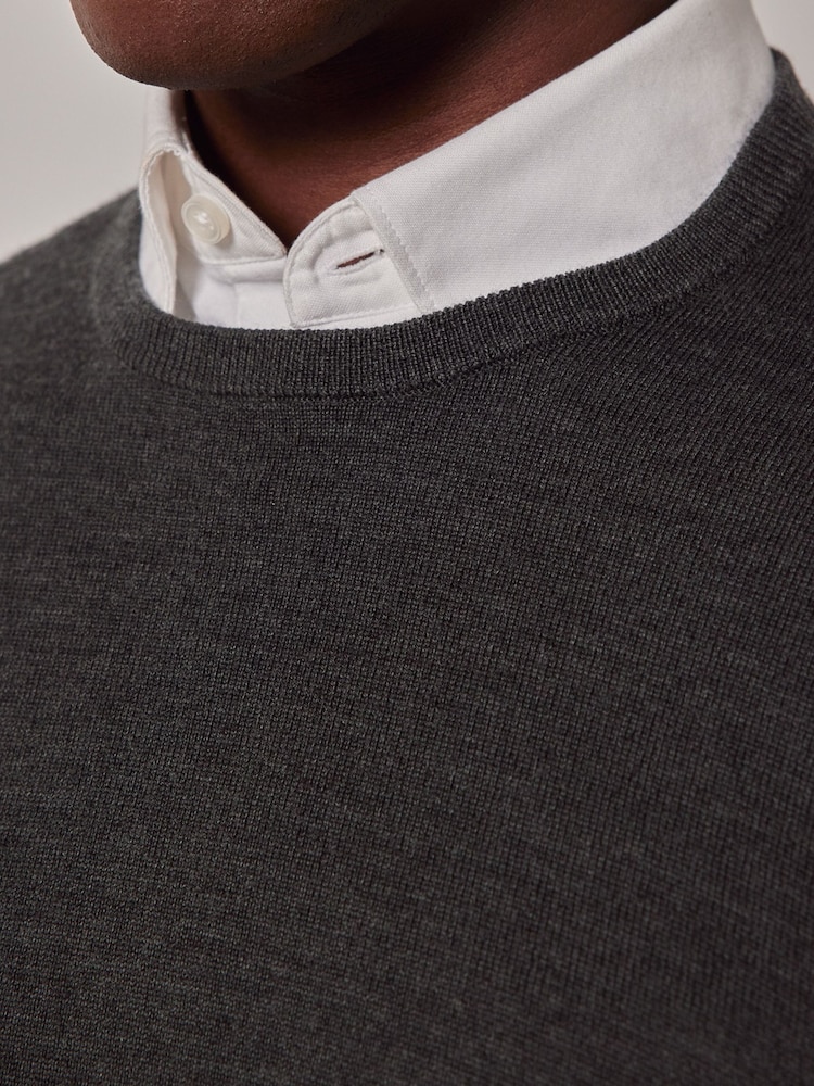 Hawes & Curtis Green Crew Neck Merino Jumper - Image 3 of 3
