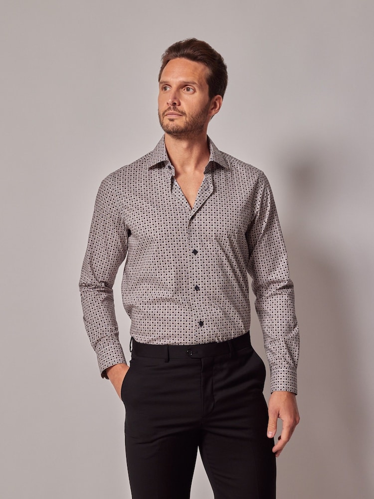 Hawes & Curtis Cream Square Box Geo 100% Cotton Shirt - Image 1 of 4