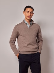 Hawes & Curtis Natural Merino 1/2 Zip Jumper - Image 1 of 3
