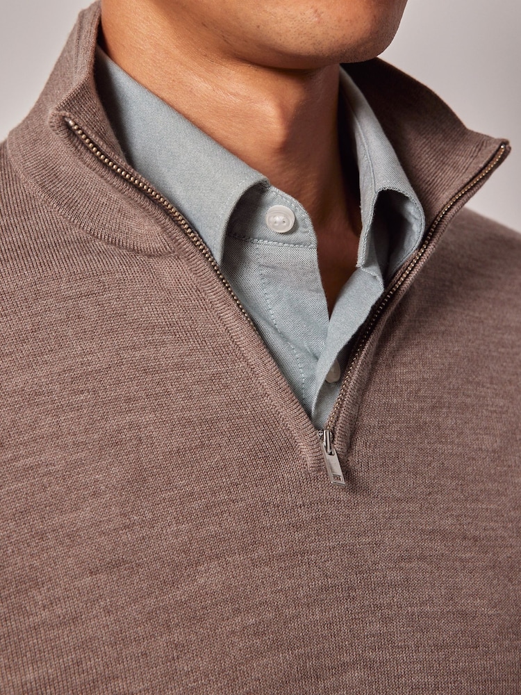 Hawes & Curtis Natural Merino 1/2 Zip Jumper - Image 3 of 3