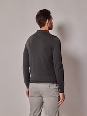 Hawes & Curtis Black Merino Polo Jumper - Image 2 of 3