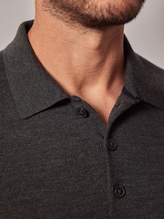 Hawes & Curtis Black Merino Polo Jumper - Image 3 of 3