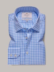 Hawes & Curtis Slim Blue Non-Iron Gingham Check 100% Cotton Shirt - Image 1 of 3