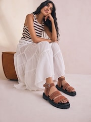 Tan Brown Suede Forever Comfort® Chunky Studded Sandals - Image 2 of 9