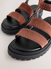 Tan Brown Suede Forever Comfort® Chunky Studded Sandals - Image 8 of 9