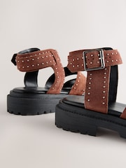 Tan Brown Suede Forever Comfort® Chunky Studded Sandals - Image 9 of 9