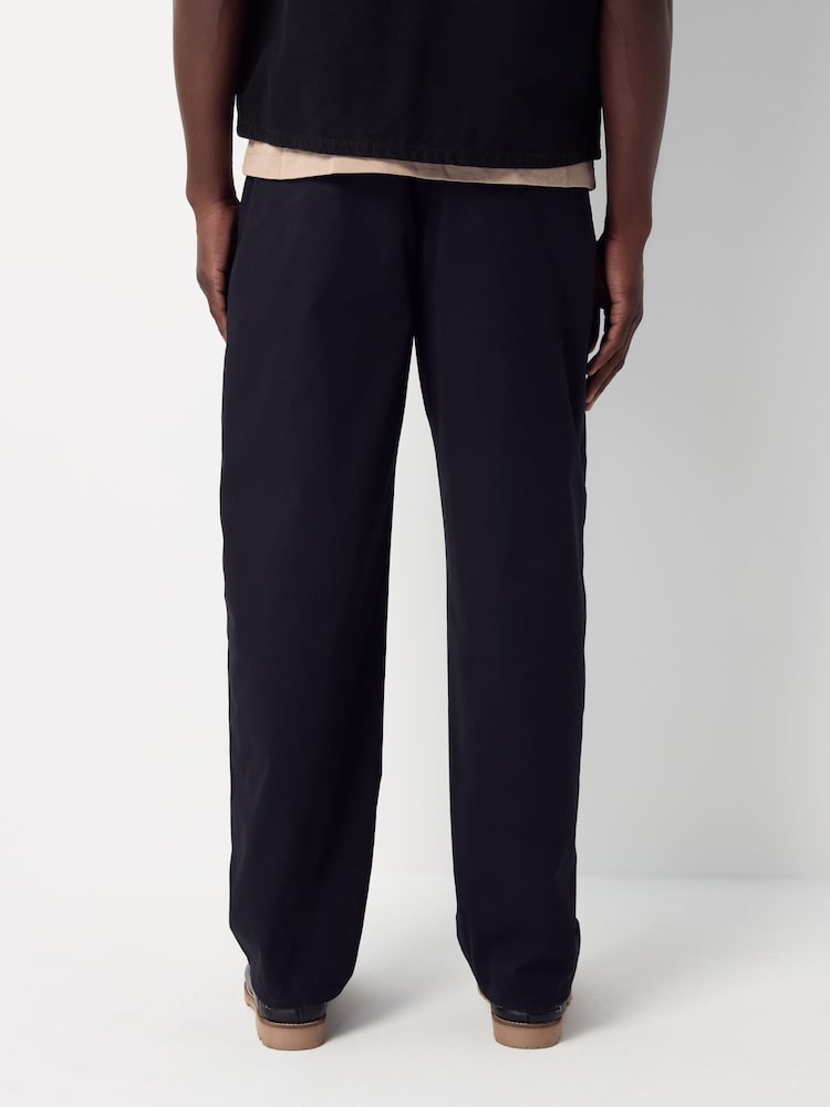Navy Relaxed Tapered Fit Twin Pleat Workwear Summerweight Chinos - Image 2 of 9 Navy Relaxed Tapered Fit Twin Pleat Workwear Summerweight Chinos - Image 2 of 9
