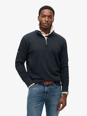 Superdry Blue Core Logo Henley 100% Cotton Sweatshirt - Image 1 of 5