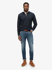 Superdry Blue Core Logo Henley 100% Cotton Sweatshirt - Image 2 of 5