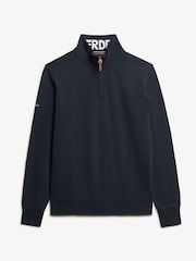 Superdry Blue Core Logo Henley 100% Cotton Sweatshirt - Image 4 of 5