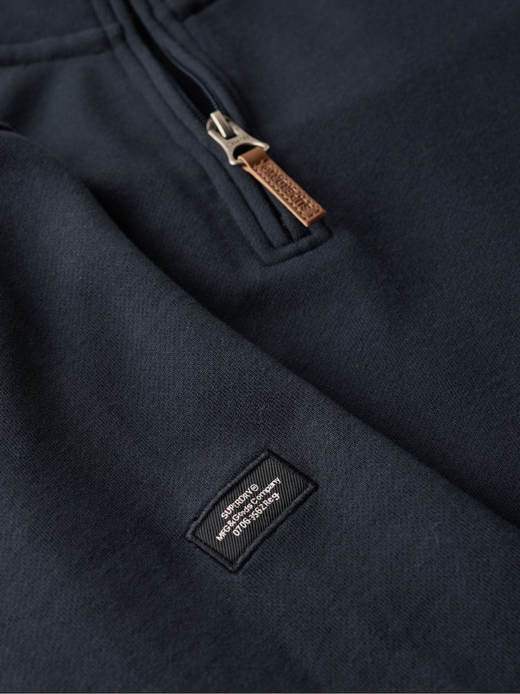 Superdry Blue Core Logo Henley 100% Cotton Sweatshirt - Image 5 of 5