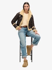 Superdry Brown Suede Sherpa Mini Boots - Image 6 of 6