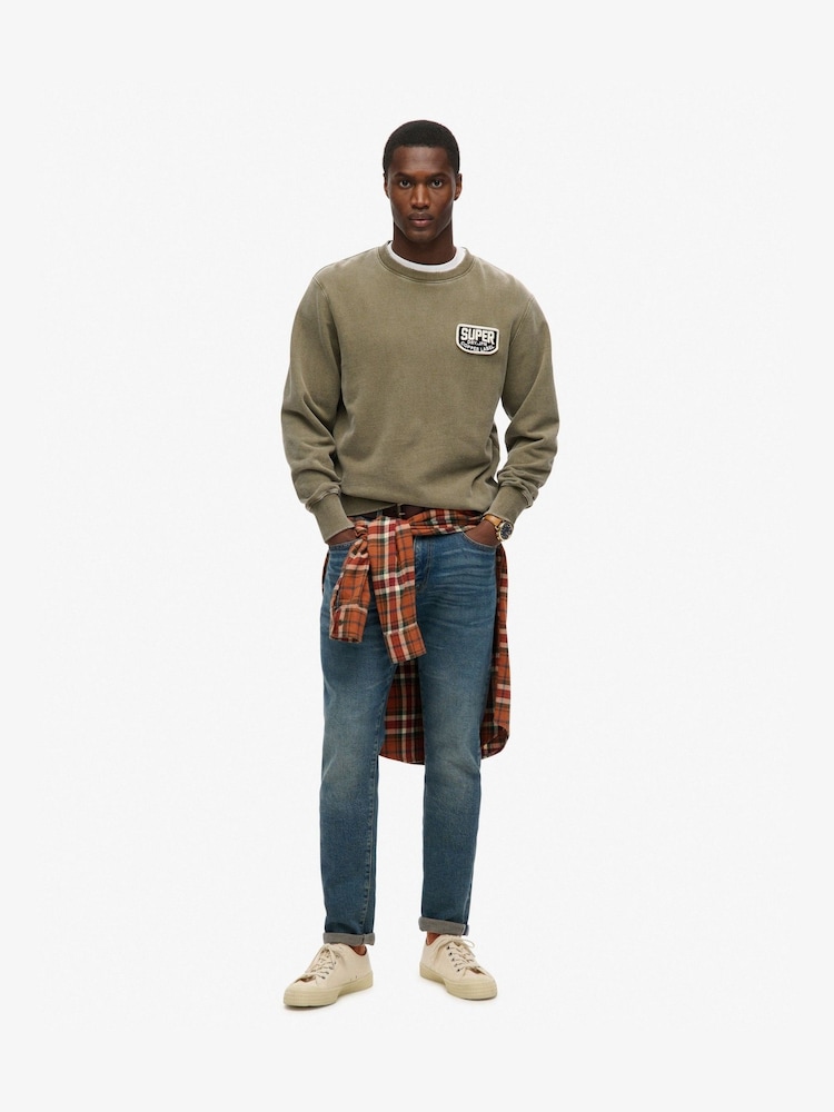 Superdry Green Mechanic Loose Fit Crew Sweatshirt - Image 2 of 3