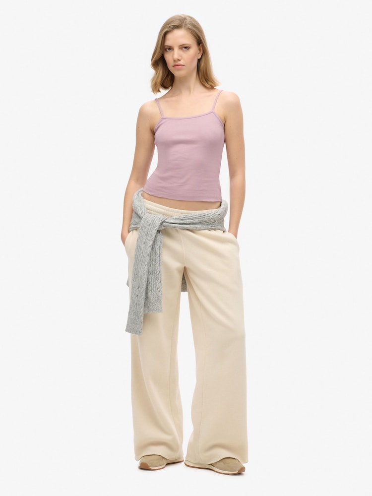 Superdry Pink Fine Rib Cami 100% Cotton Vest Top - Image 2 of 3