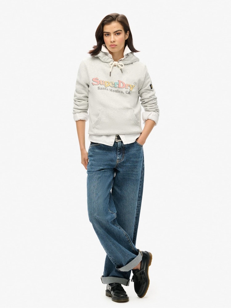 Superdry Grey Rainbow Logo Hoodie - Image 2 of 4