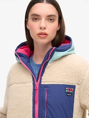 Superdry Cream Vintage Hooded Sherpa Jacket - Image 2 of 3