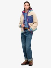 Superdry Cream Vintage Hooded Sherpa Jacket - Image 3 of 3