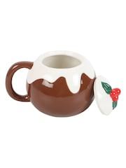 Something Different Brown and White Christmas Pudding Shaped Mug - Image 2 of 5