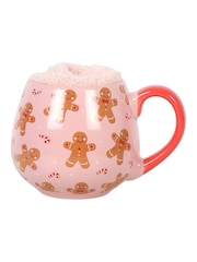 Something Different Pink and Brown Gingerbread Christmas Mug and Socks Set - Image 1 of 3