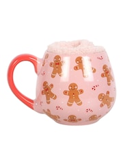 Something Different Pink and Brown Gingerbread Christmas Mug and Socks Set - Image 2 of 3