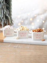 Something Different White Set of 3 Ceramic Christmas Snack Bowls - Image 1 of 4