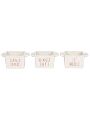 Something Different White Set of 3 Ceramic Christmas Snack Bowls - Image 2 of 4