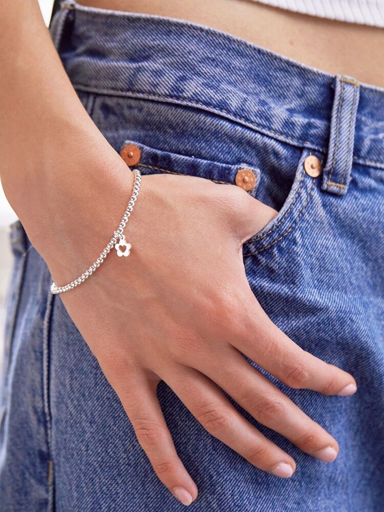 Estella Bartlett Silver Tone Flower & Heart Sienna Bracelet - Image 2 of 3 Estella Bartlett Silver Tone Flower & Heart Sienna Bracelet - Image 2 of 3