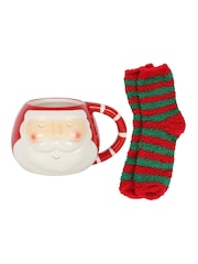 Something Different Red/White Christmas Santa Mug and Socks Set - Image 2 of 5