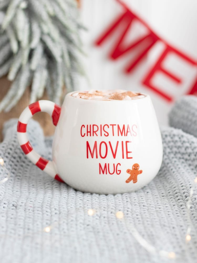 Something Different White and Red Christmas Movie Rounded Mug - Image 1 of 5
