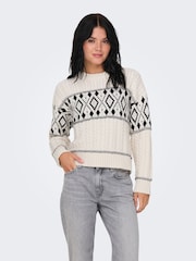 ONLY Natural Cosy Fairisle Knitted Christmas Jumper - Image 3 of 9