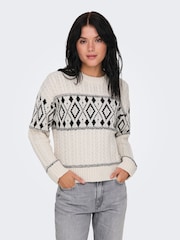 ONLY Natural Cosy Fairisle Knitted Christmas Jumper - Image 4 of 9