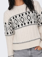 ONLY Natural Cosy Fairisle Knitted Christmas Jumper - Image 7 of 9
