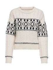 ONLY Natural Cosy Fairisle Knitted Christmas Jumper - Image 8 of 9