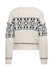 ONLY Natural Cosy Fairisle Knitted Christmas Jumper - Image 9 of 9