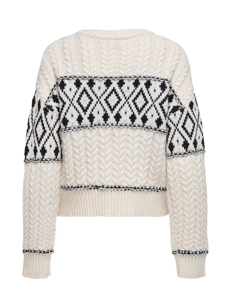 ONLY Natural Cosy Fairisle Knitted Christmas Jumper - Image 9 of 9