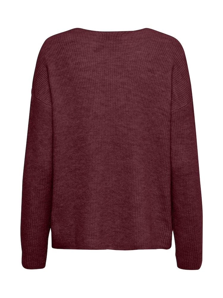 ONLY Burgundy V-Neck Jumper - Image 5 of 5